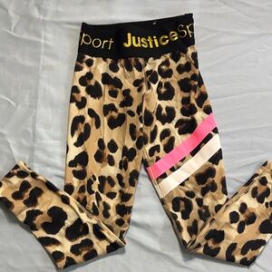 Justice Animal Print Leggings with Pink Accent